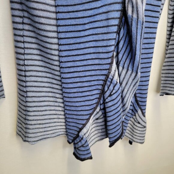 Anthropologie Sparrow Women's Medium Cardigan Sweater Open Blue Black Striped - Picture 4 of 6